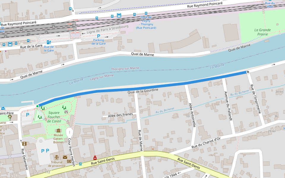 Quai de la Gourdine walking route map in Lagny-sur-Marne