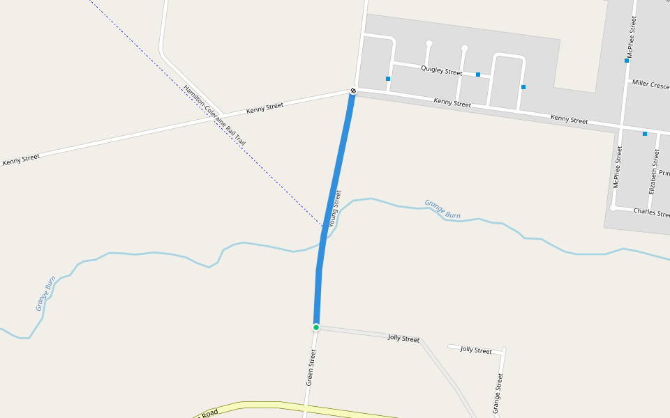 Young Street walking route map in Hamilton