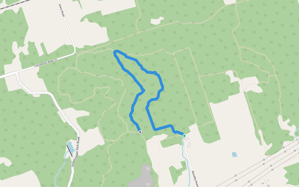 Barred Owl Trail walking route map in Bowmanville