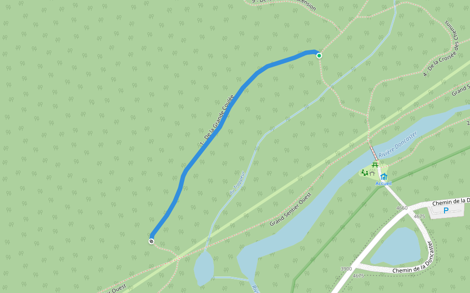 1- De la Grande Coulée walking route map in Sainte-Adèle