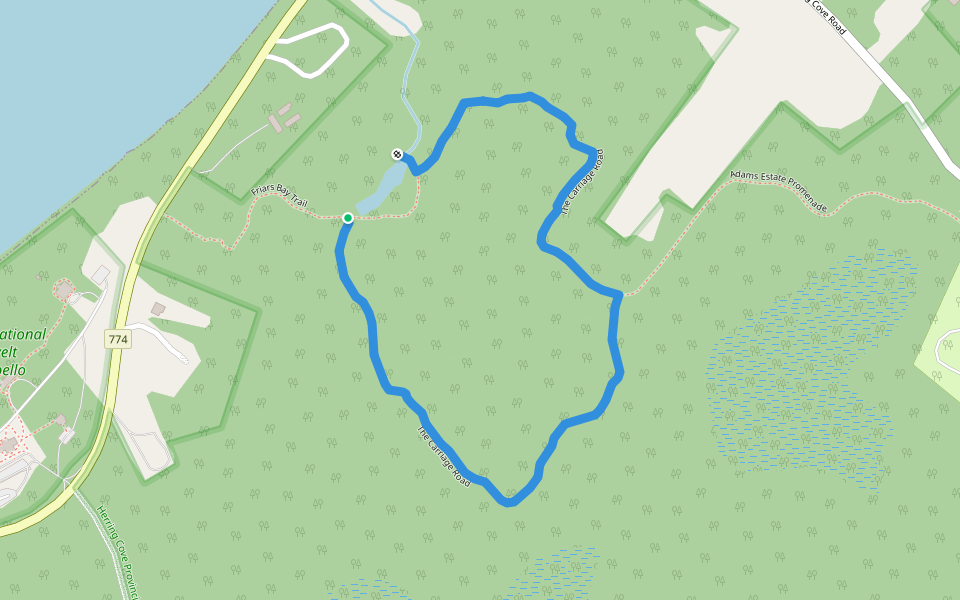 The Carriage Road walking route map in Welshpool