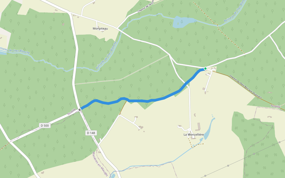 Chemin des Quatre Seigneurs à la Bocterie walking route map in Nuaillé