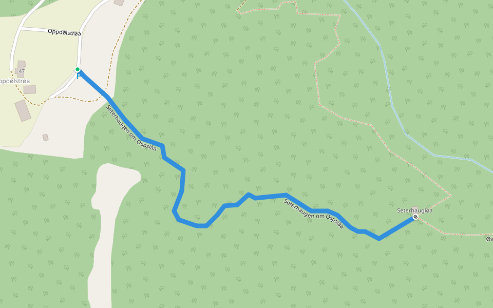 Seterhaugen om Ospslåa walking route map in Mo