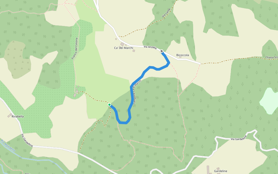 Campone Cà di Marchi walking route map in Savigno