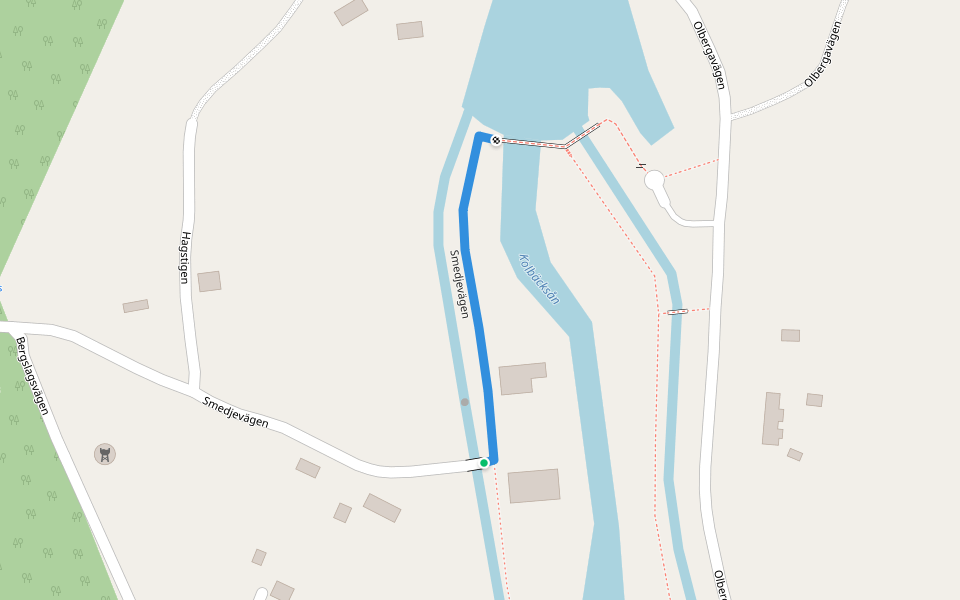 Smedjevägen walking route map in Trångfors