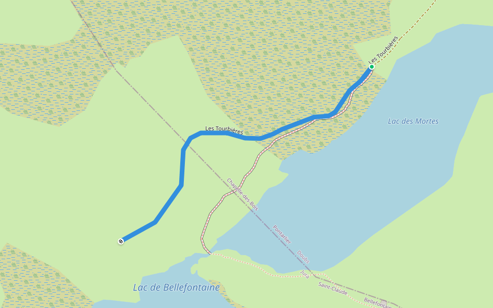 Les Tourbières walking route map in Chapelle-des-Bois