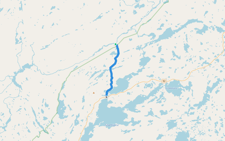 Jäniskoski–Saunakoski-polku walking route map in Inari