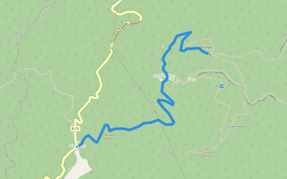 Camino Clavelitos - Los Venados walking route map in Caracas