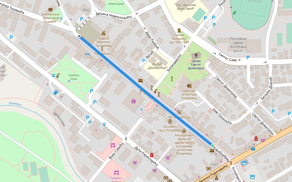 Карађорђева walking route map in Lazarevac