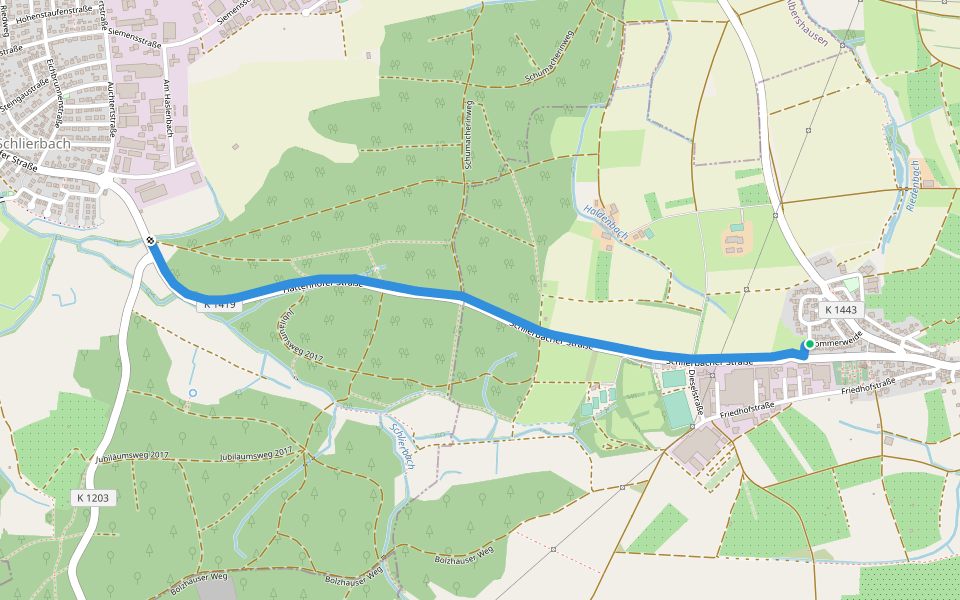 Radweg Schlierbach - Hattenhofen walking route map in Hattenhofen
