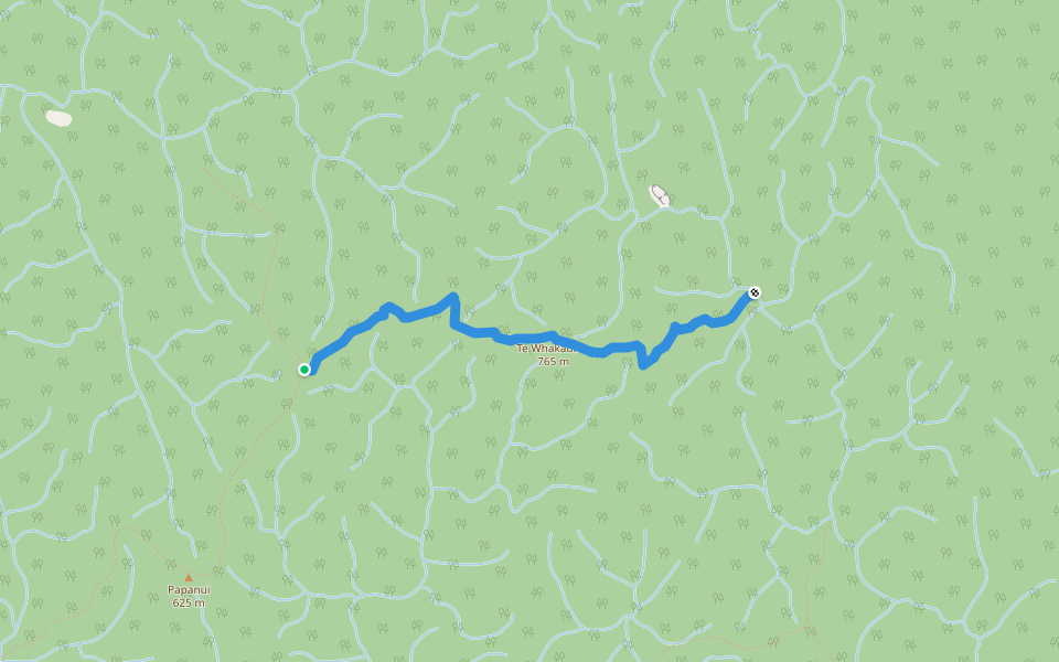 Te Whakaumu Track walking route map in Waiohau