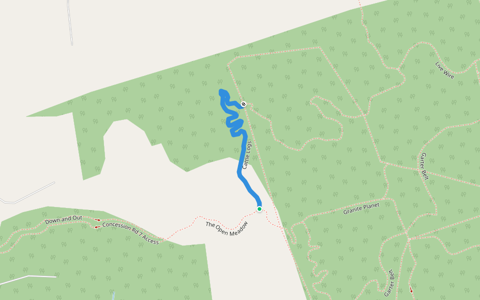 Cattle Logs walking route map in Goodwood