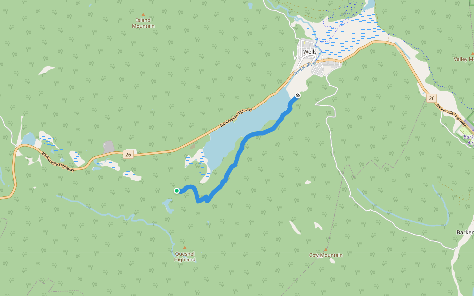Jack o' Clubs Lake Road walking route map in Wells