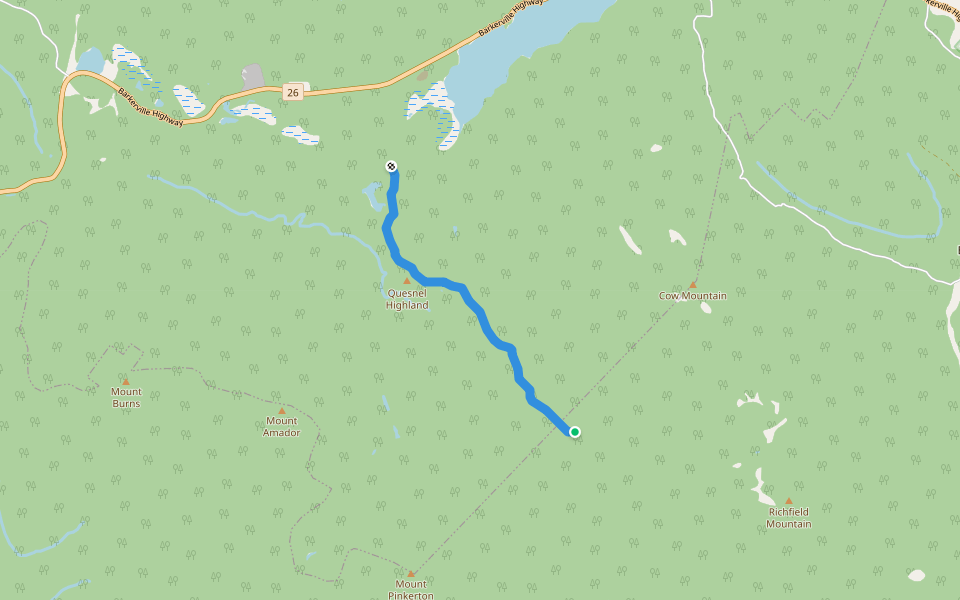 Jack o' Clubs Creek Road walking route map in Wells