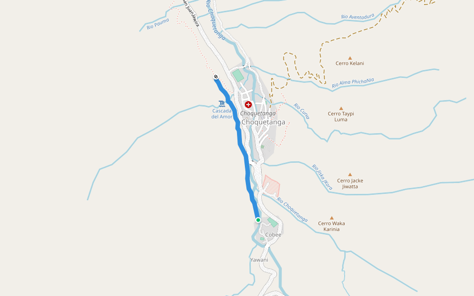 Paseo El Canal walking route map in Choquetanga