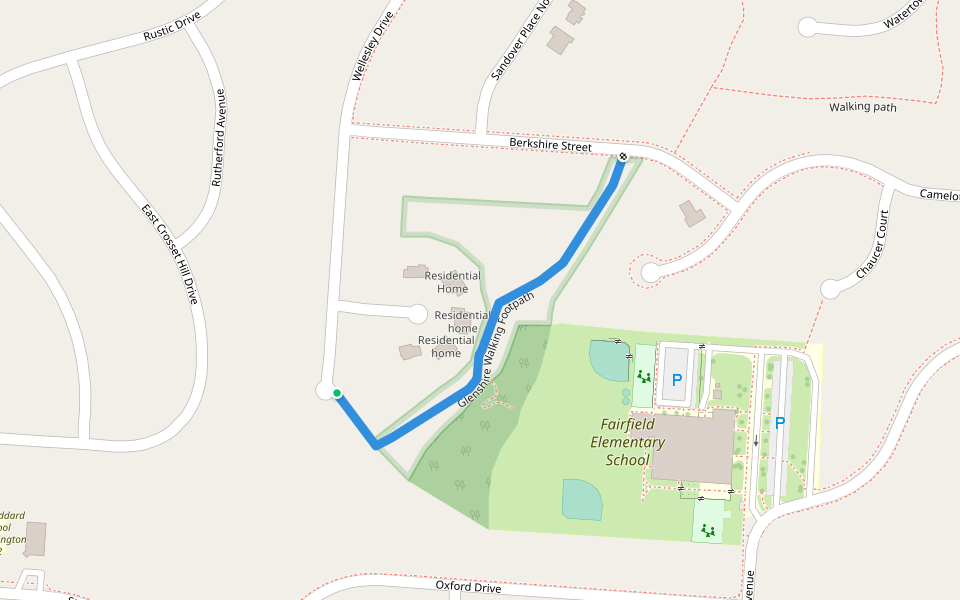 Glenshire Walking Footpath walking route map in Pickerington