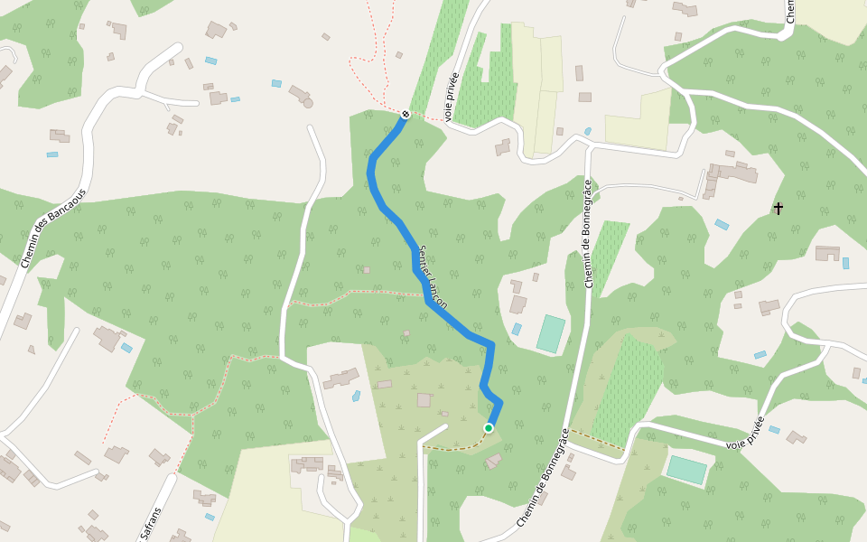 Sentier Lançon walking route map in Sanary-sur-Mer