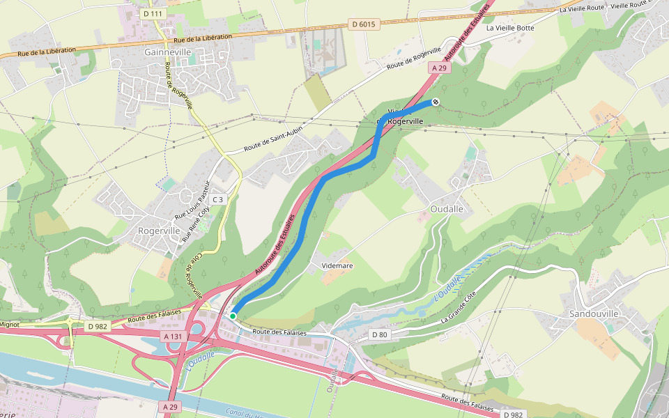 Sente Rurale de Rogerval walking route map in Oudalle