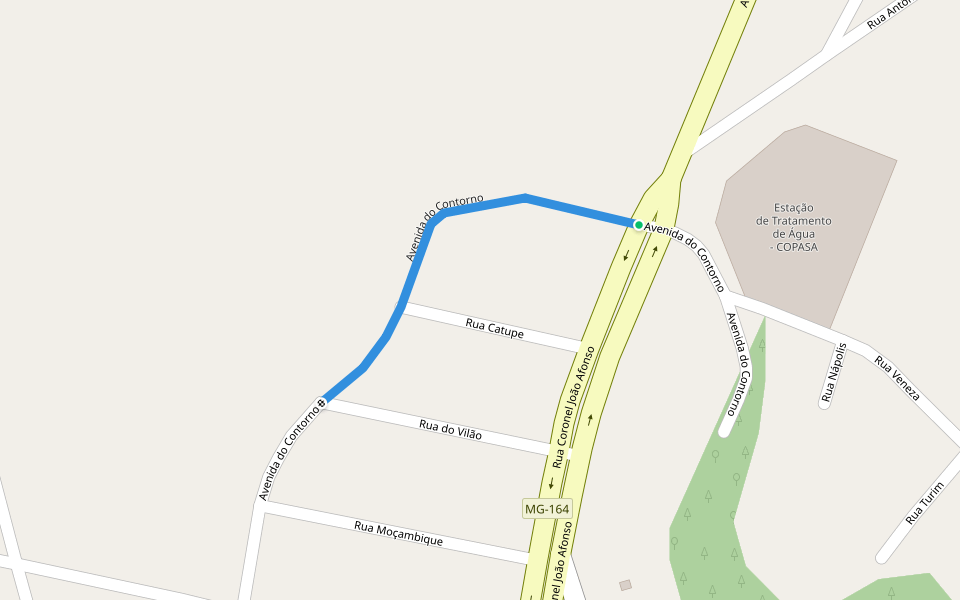 Avenida do Contorno walking route map in Candeias