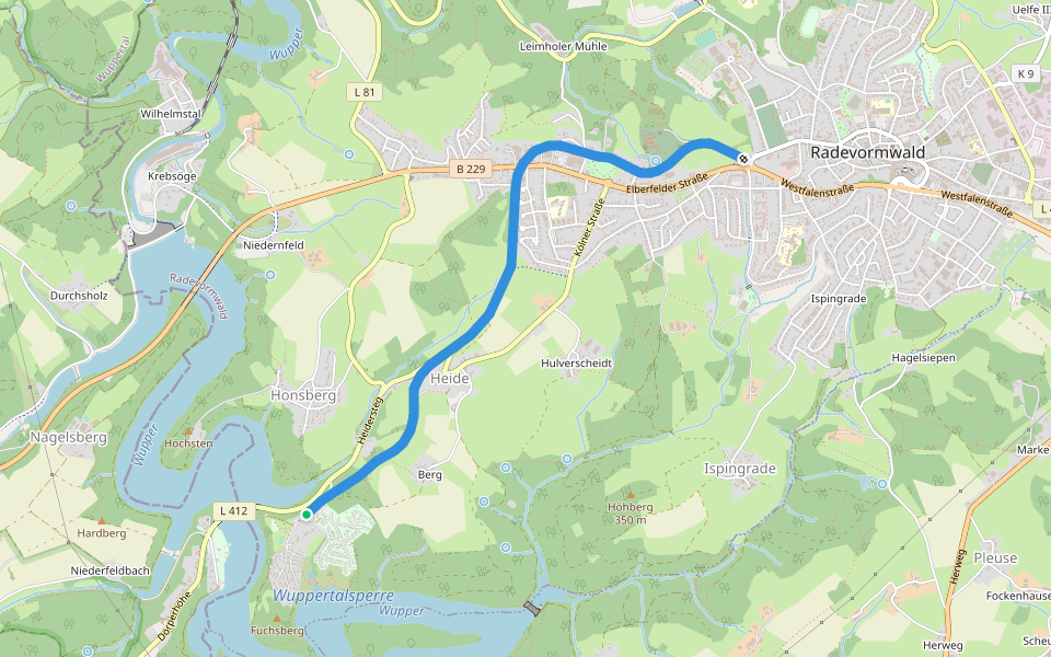 Bergerhofer Bahntrasse walking route map in Radevormwald