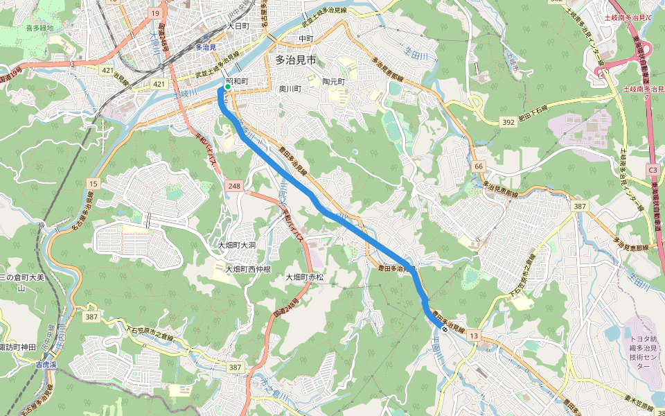 陶彩の径 walking route map in Tajimi