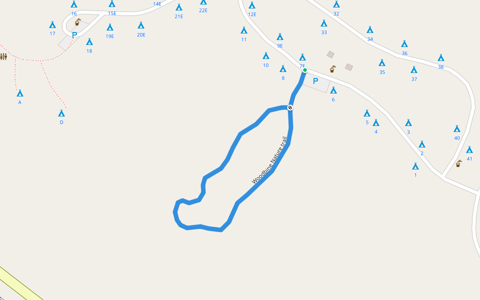 Woodbine Nature trail walking route map in Cassville