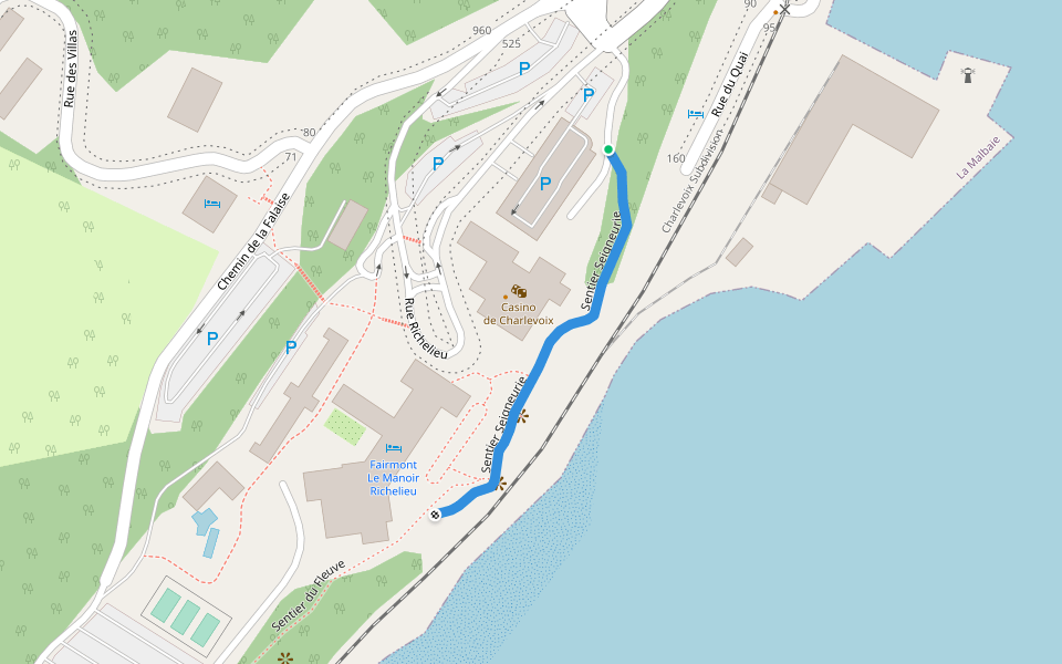 Sentier Seigneurie walking route map in La Malbaie
