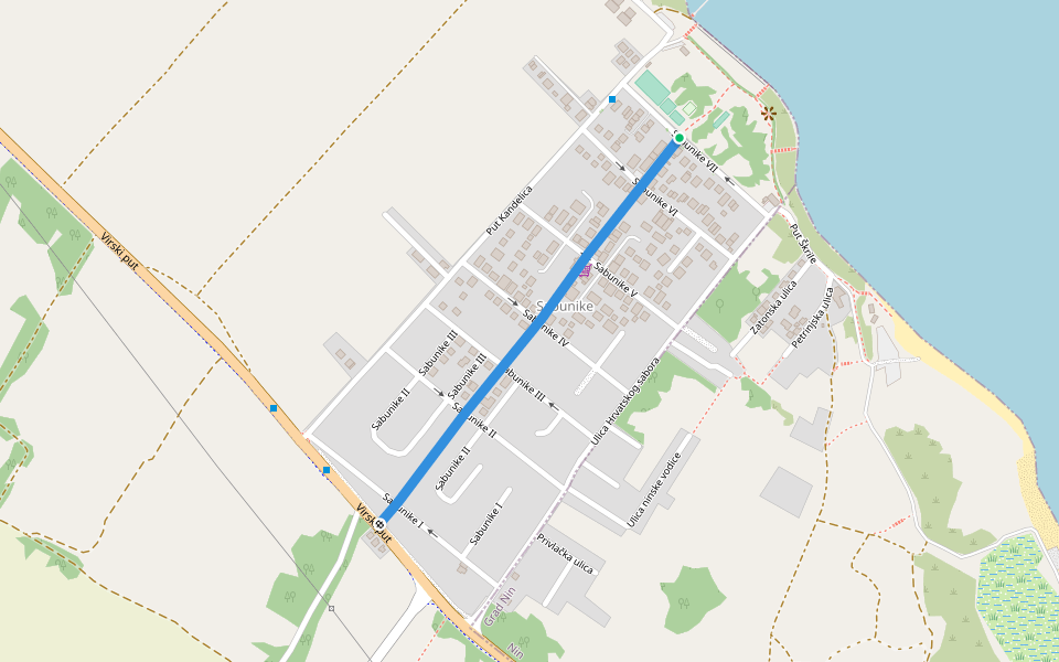 Zelena ulica walking route map in Privlaka