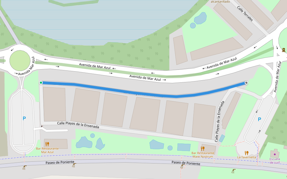 Calle Playas de la Ensenada walking route map in El Ejido