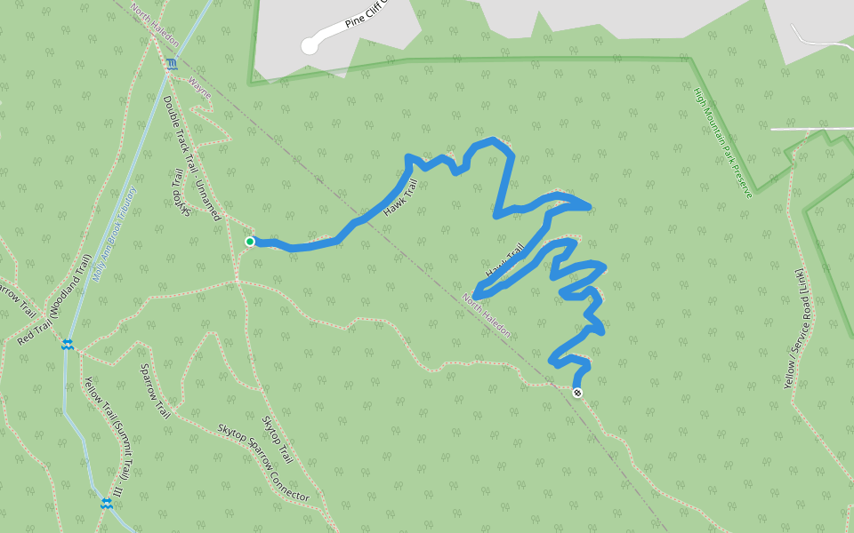 Hawk Trail walking route map in North Haledon