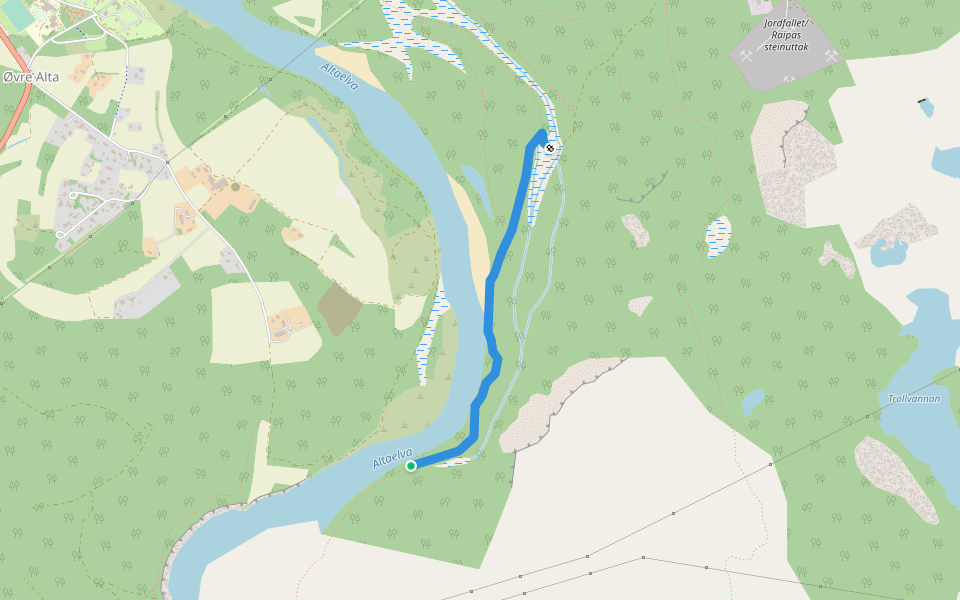 Petajasaari walking route map in Øvre Alta