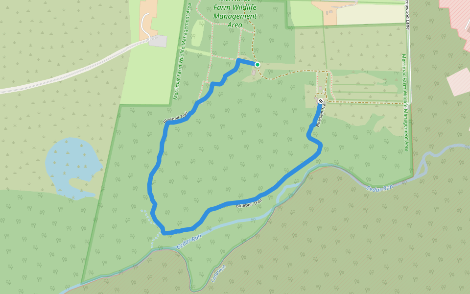 Bluebell Trail walking route map in Nokesville