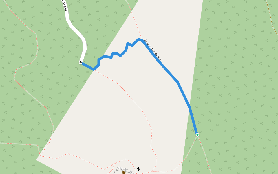 За Орлови скали walking route map in Bashevo