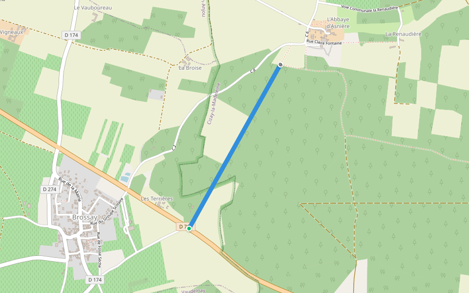Le Bois de Douces walking route map in Brossay
