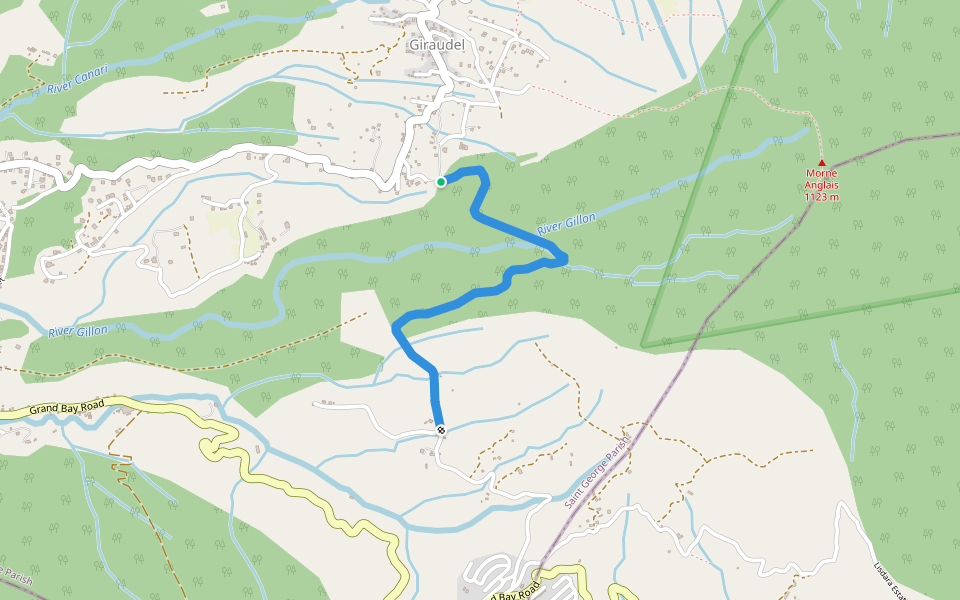 Waitukubuli trail Segment 3 walking route map in Laudat