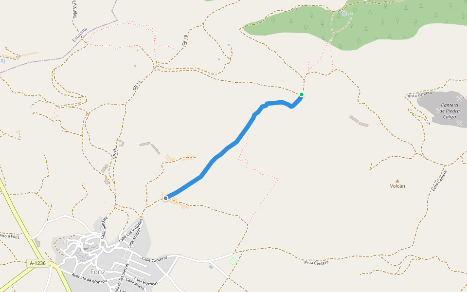 Camino Virtudes walking route map in Fonz