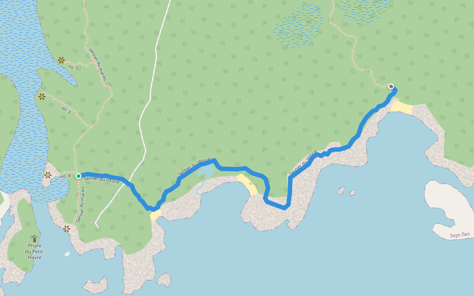 Sentier du littoral walking route map in Sept-Îles