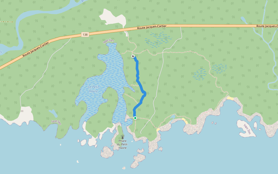 sentier du marais walking route map in Sept-Îles