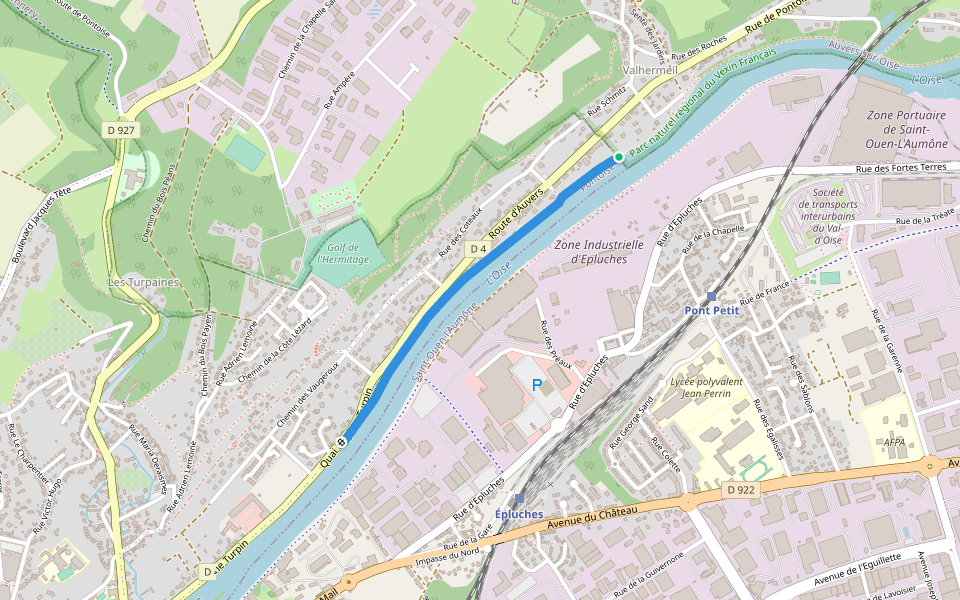 Sente des Pêcheurs walking route map in Pontoise