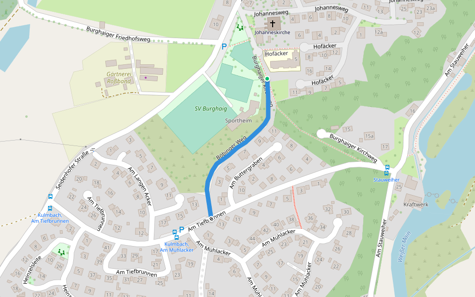Böbinger Weg walking route map in Kulmbach