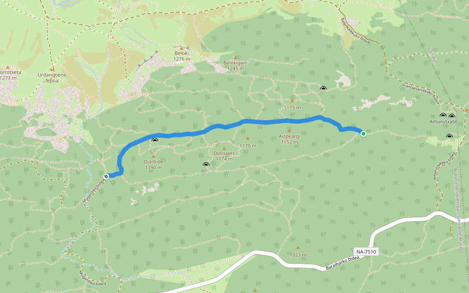 Dornaosko bidea walking route map in Sierra Aralar