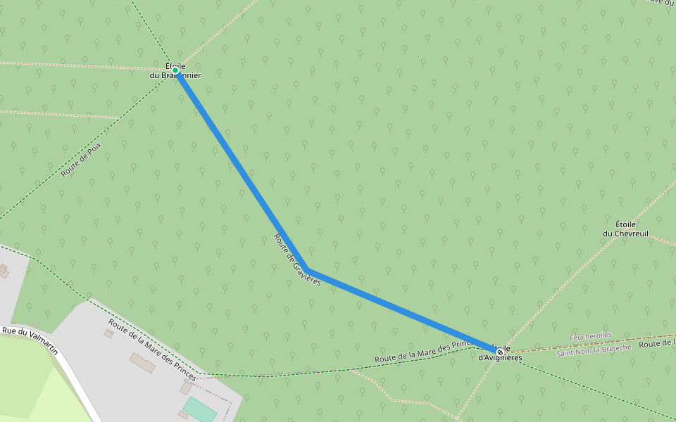 Route de Gravières walking route map in Feucherolles