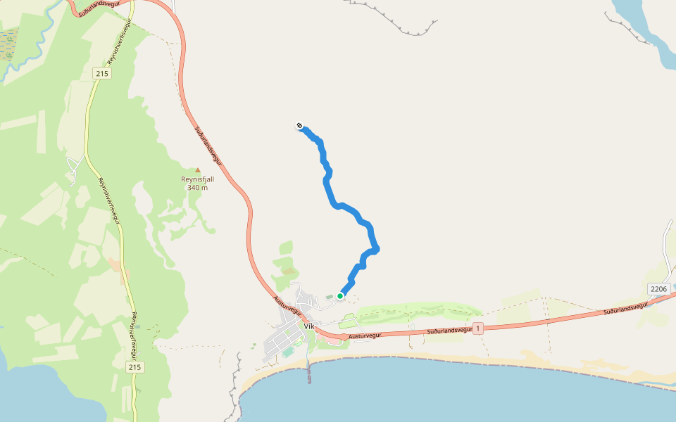 Hatta walking route map in Vík