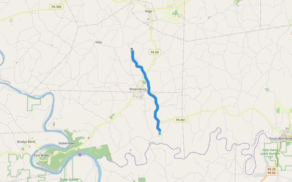 Sligo Spur walking route map in Rimersburg