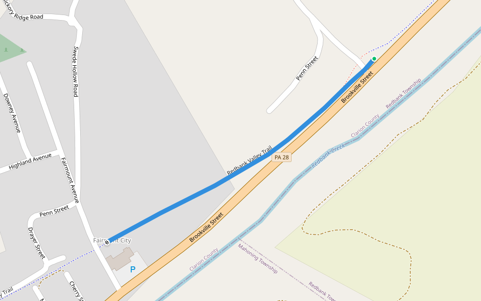 Redbank Valley Trail walking route map in Fairmount City