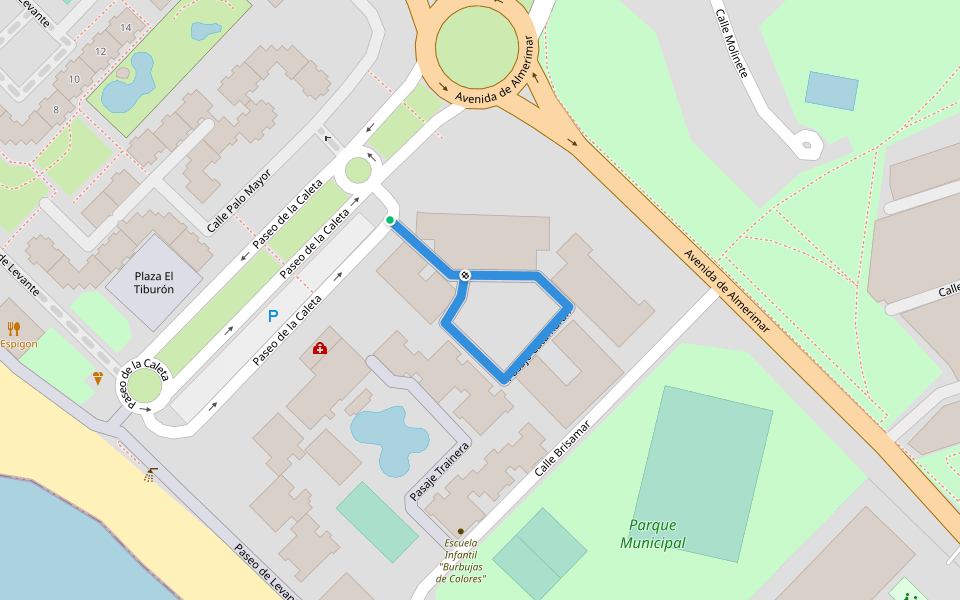 Pasaje Catamarán walking route map in Almerimar