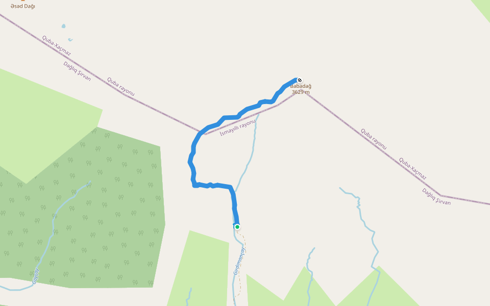 Babadağ yolu walking route map in Burovdal