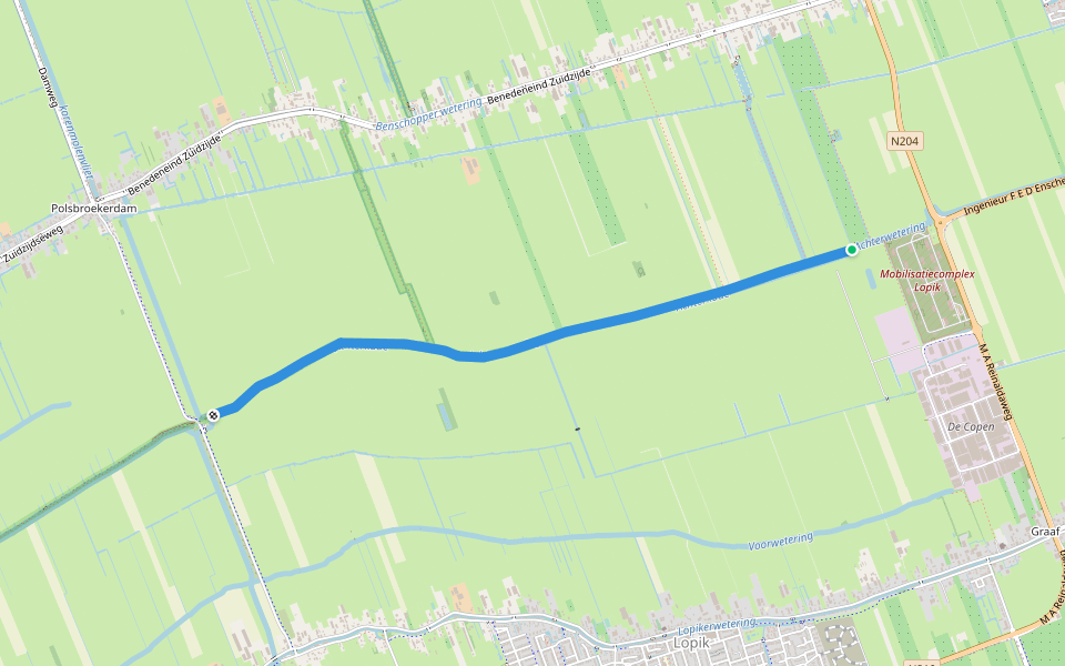 Zuidzijdse Kade walking route map in Lopik