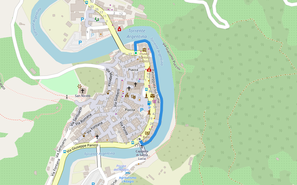 Passeggiata sul fiume walking route map in Badalucco