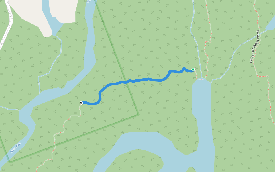 Ragged Rapids Side trail walking route map in Kawartha Lakes